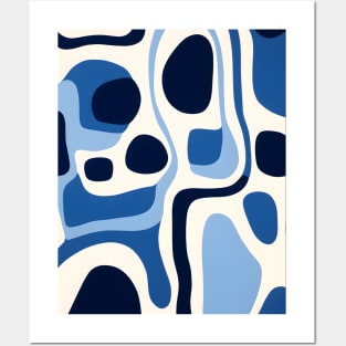 Blue Indigo Abstract Shapes Posters and Art